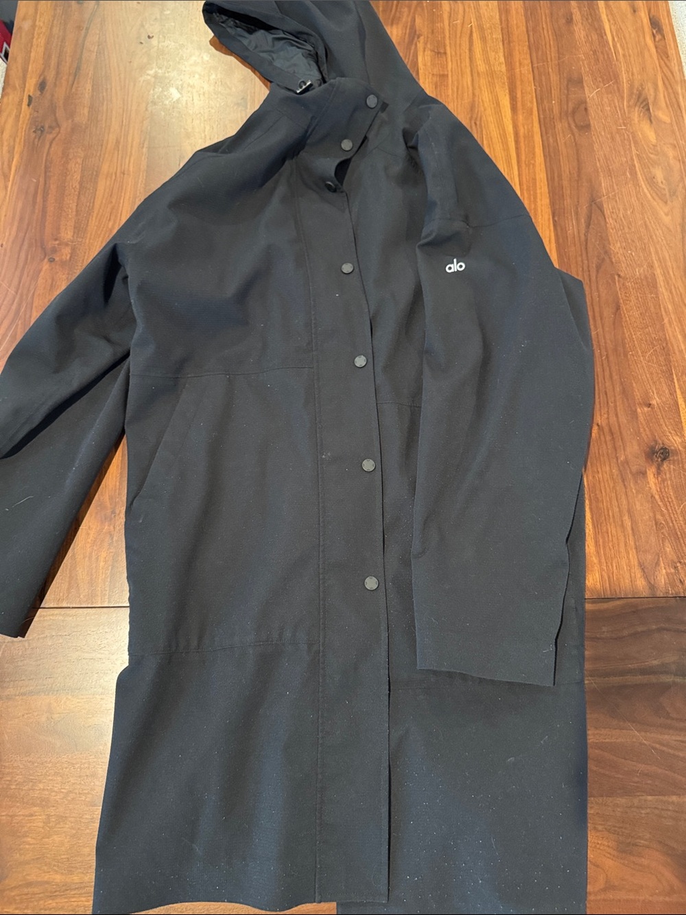 ALO Yoga Black Hooded Trench Coat